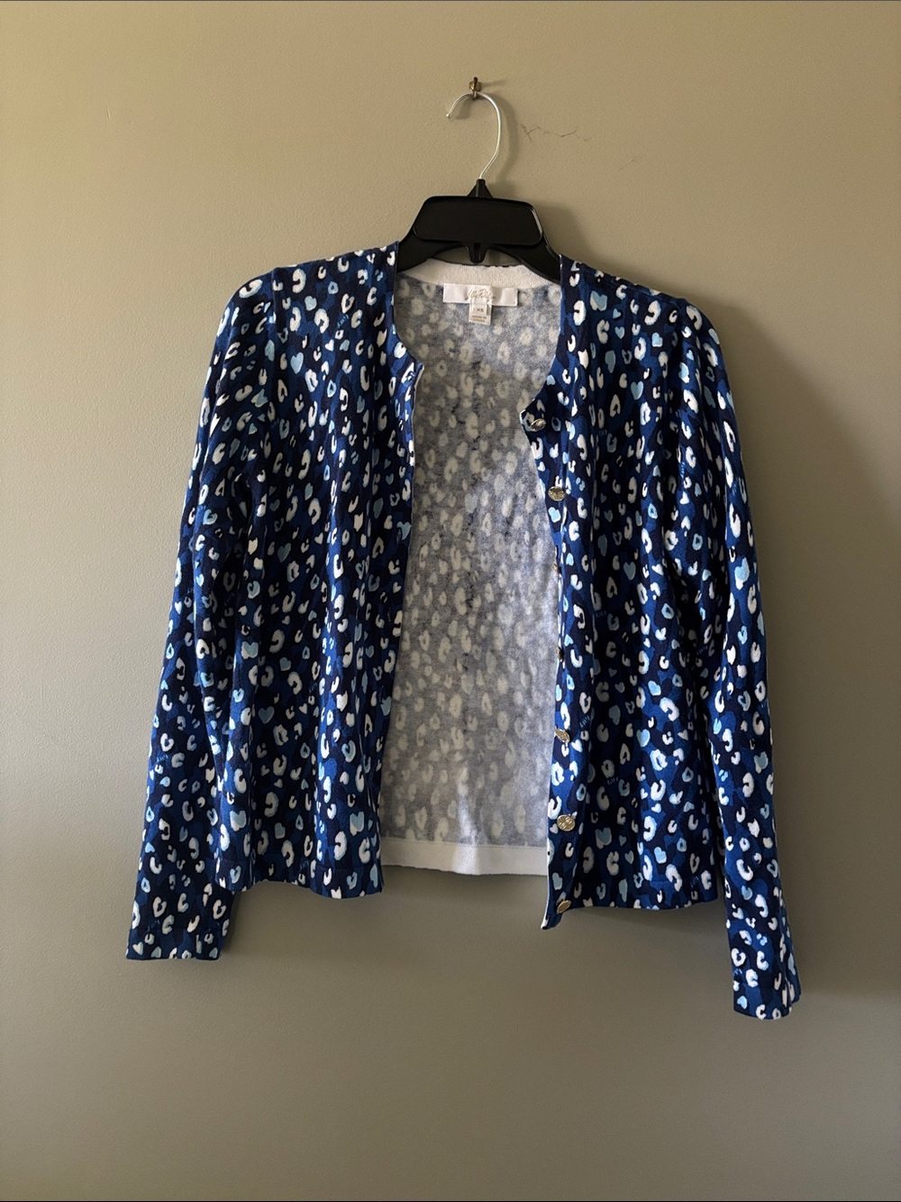 Lilly Pulitzer Blue Leopard-Print Cardigan